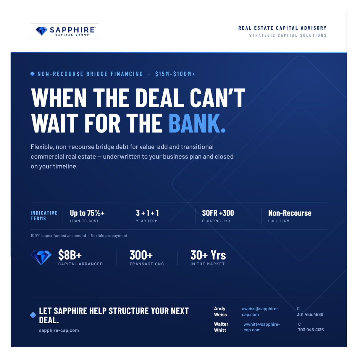 When the Deal Can't Wait For The Bank - Sapphire Bridge Financing
